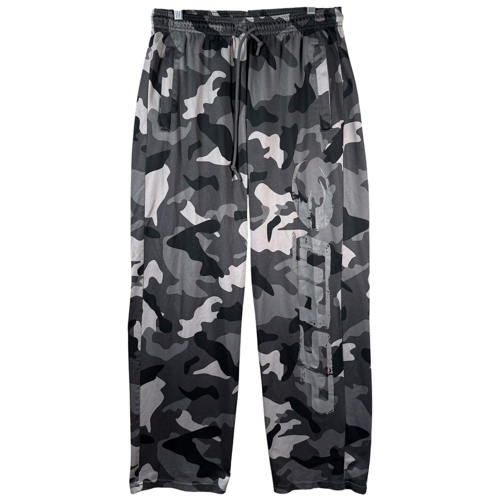 GASP Original Mesh Pants Mens L Gray Camo Bodybuilding Training Gym Trousers